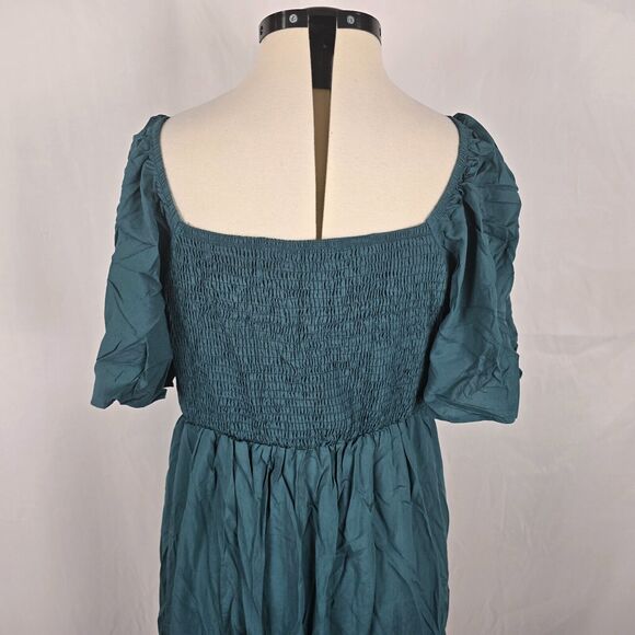 Bloomchic Dress Women's 1X Green On or Off Shoulder Knotted Midi Plus Size NWT - Picture 4 of 14